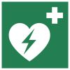 Sicherheitszeichen ISO 7010 E010: Automatisierter Externer Defibrillator (AED)
