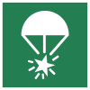 Sicherheitszeichen ISO 7010 E049: Fallschirm- Signalrakete