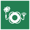 Sicherheitszeichen ISO 7010 E068: Rettungsring mit Licht und Rauch