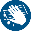 Sicherheitszeichen ISO 7010 M062: Fläche desinfizieren