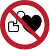 Sicherheitszeichen ISO 7010 P007: Kein Zutritt für Personen mit Herzschrittmachern oder implantierten Defibrillatoren