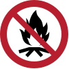 Sicherheitszeichen ISO 7010 P045: Lagerfeuer verboten
