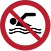 Sicherheitszeichen ISO 7010 P049: Schwimmen verboten