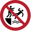 Sicherheitszeichen ISO 7010 P062: In das Wasser schubsen verboten