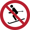 Sicherheitszeichen ISO 7010 P076: Skifahren verboten