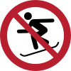 Sicherheitszeichen ISO 7010 P077: Snowboarden verboten