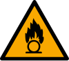 Sicherheitszeichen ISO 7010 W028: Warnung vor brandfördernden Stoffen
