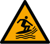 Sicherheitszeichen ISO 7010 W046: Warnung vor Surfsportgebiet
