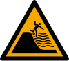 Sicherheitszeichen ISO 7010 W066: Warnung vor steil abfallendem Strand